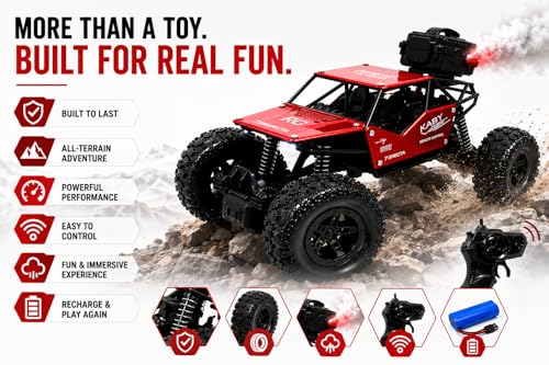 Image of Braintastic Rock Climbing RC Cart Off-Road Rock Crawler Truck Vehicle 2.4ghz 2wd 1: 20 Radio Remote Control Car Toys for Kids 5+ Years (Red)