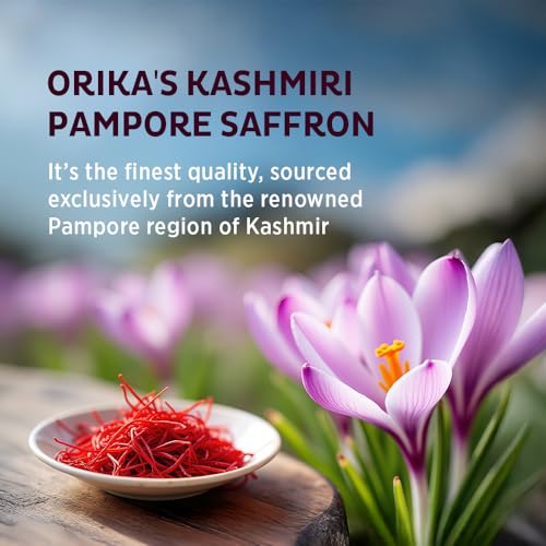 Image of Orika Kashmiri Pampore Saffron /Kesar - 0.5g | Authentic Flavor, Natural & Pure Saffron for Cooking, Baking, & Wellness