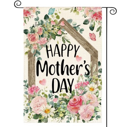 AVOIN colorlife Floral Carnation Happy Mothers Day Garden Flag 12x18 Inch