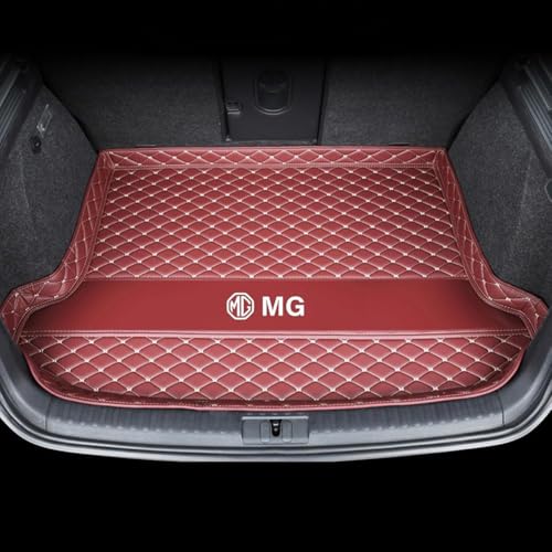 DOFFO Tailored Car Boot Mats for MG ZS (Gasoline/EV) 2017-2024,leather Rear Trunk Liner Cargo Tray Floor Carpet Guard Cover Pad Accessories,F-Wine Red