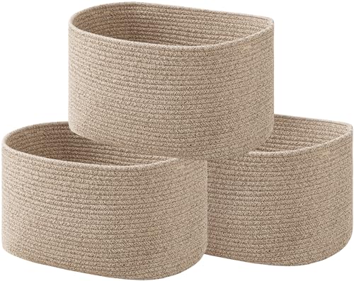 Image of UBBCARE 3-Pack Woven Rope Shelf Baskets - 15x10x9in Decorative Storage Basket for Toys, Kids Playroom, Closet Organization & Cube Storage Organizer | Gift Basket Empty, Light Brown