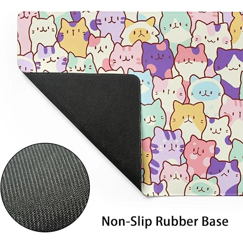 Image of Printed Gaming Mousepad - Premium Stitched Edges, Smooth Surface,Size 11x23 inches, Non-Slip Rubber Base - Ideal for Office & Gaming Setup (Funny cat)
