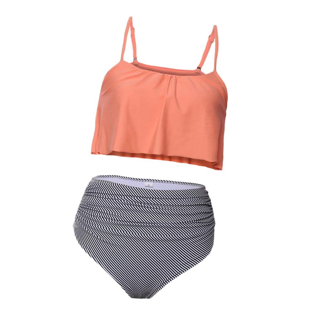 Women Vintage High Waist Set Push up Swimsuit Bathing Suit Pink S-image-13
