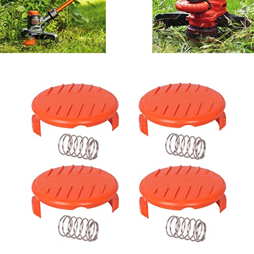 4 Piezas Tapa de Carrete Tapa de Bobina de Repuesto Tapa de Carrete Recortadora Cubierta de la Bobina de Accesorios Compatible con Cortadoras de Césped BLACK + DECKER RC-100-P, para Césped, Jardines Cover