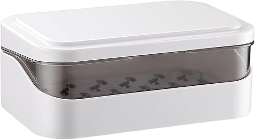 Cabilock Soporte para jabón de viaje jabonera de plástico con tapa para baño color blanco