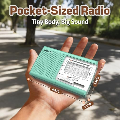 Image of XHDATA D219 AM /FM /SW 12 Bands Radio Pocket Shortwave Receiver for Home or Travel Green