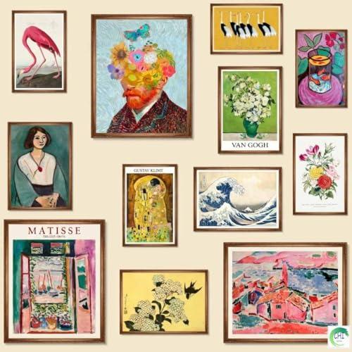 LANCHI95 12 Pcs Eclectic Wall Decor, Eclectic Home Decor, Maximalist Decor, Vintage Wall Art, Colorful Boho Gallery Wall Prints, Art Prints for Bedroom (Unframed)