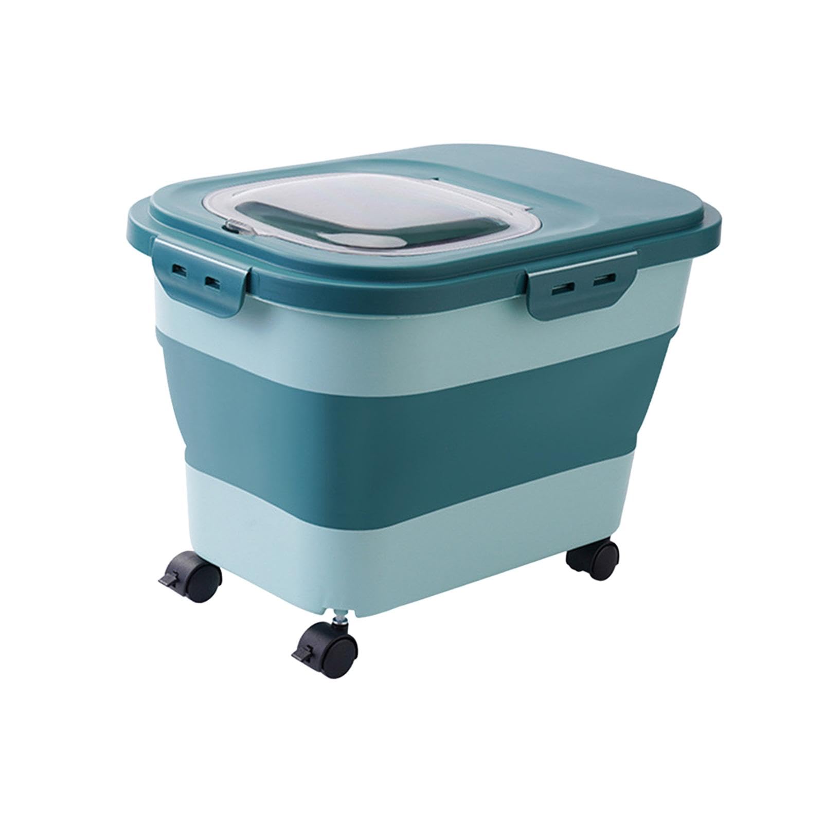Boîte à Aliments pour Chiens et Chats, Boîte à Riz à roulettes, Boîte de Cuisine avec Couvercle, Grand Récipient de Stockage pour Le Riz, pour, Vert Clair
