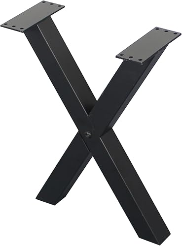 Miniatura 6 de Patas de metal para mesa de 35 pulgadas, resistentes en forma de X, juego de patas de escritorio de metal de 2,35 pulgadas de altura y 15 pulgadas