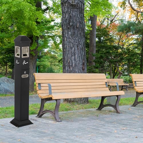 Image of lukar Commercial Butt Receptacles Metal Butt Container Heavy Duty Ash Disposal Outdoor Vertical Trash Can for Patios Gardens Hotels Pubs Offices(Black)