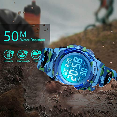 cofuo kids digital watch for boys girls boys watches ages 3-17sport outdoor watch for kid 50m waterproof analog multifunctional chronograph led alarm stopwatch silicone band kids gift
