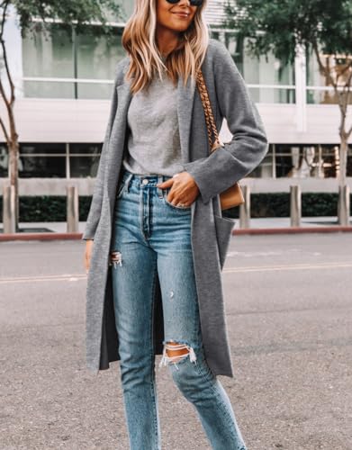 Yousify Cardigan for Women 2024 Open Front Knit Fall Sweaters with Pockets Coatigan Lapel Blazer Coats4