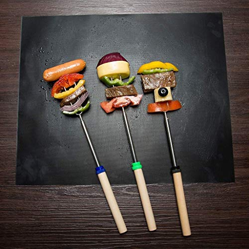 Mluchee 8Pcs Marshmallow Roasting Sticks Smores Skewers for Fire Pit 32inch Telescoping Sausage BBQ Hot Dog Forks Portable Carrying Bag for Grill Campfire