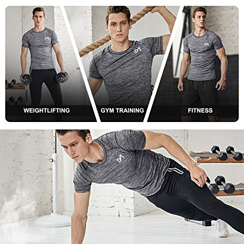 MEETYOO Tee Shirt Homme , Compression Maillot Manches Courtes T-shirt Baselayer Running Vetement pour Sports Jogging Musculation Gym - Image 7