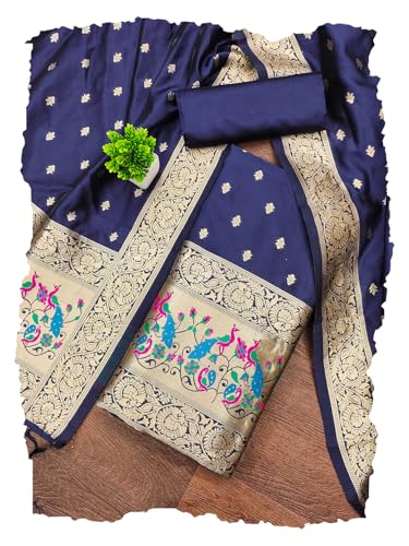 Image of DEVANGI Women's Pathni Banarasi Silk Unstitched Salwar Suit Dress Material With Dupatta