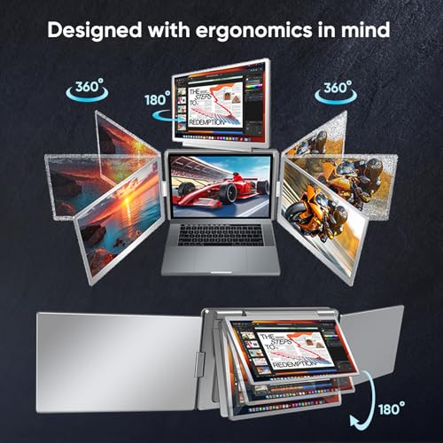 Image of YUTOO 4 Screen Laptop Monitor Extender | for M1 M2 M3 | 1200P FHD IPS 4 Screen Monitor for Laptops 12~18 inch | Quad Screen Extender Display for MacBook /Windows /Switch /PS5 | One Cable | Driver Need