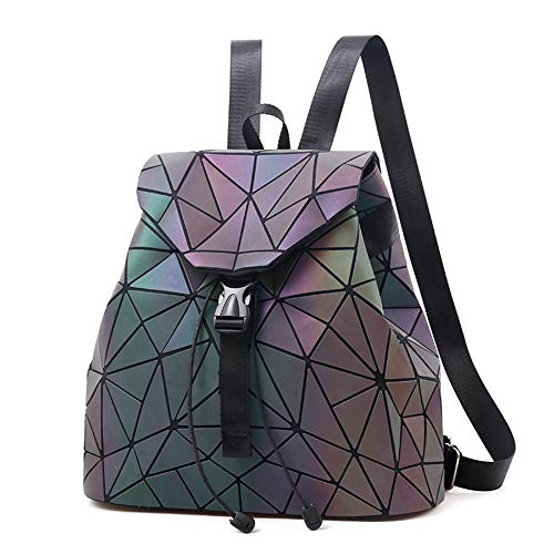 Mochila Geométrico Mujer Luminoso Flash Bolsa Bandolera Viaje Escolar