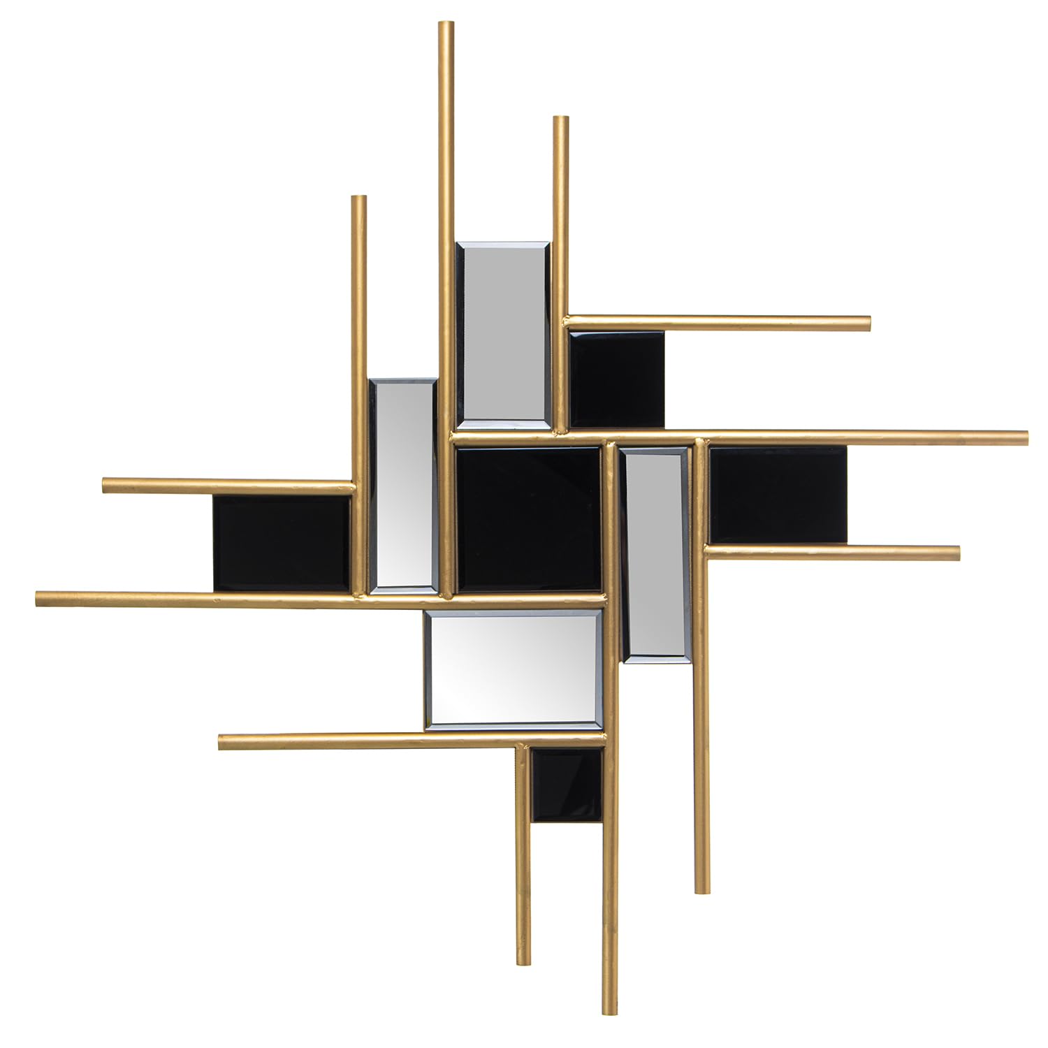 Décoration murale métal or et noir 80x80 cm pour salon élégant