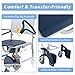 Soaids 4-in-1 Rolling Shower Chair with Wheels for Elderly & Disabled Adults, Padded Toilet Chair, Bedside Commode, Transport Wheelchair with Locking Caster for Bathroom, Home Care (Navy Blue)