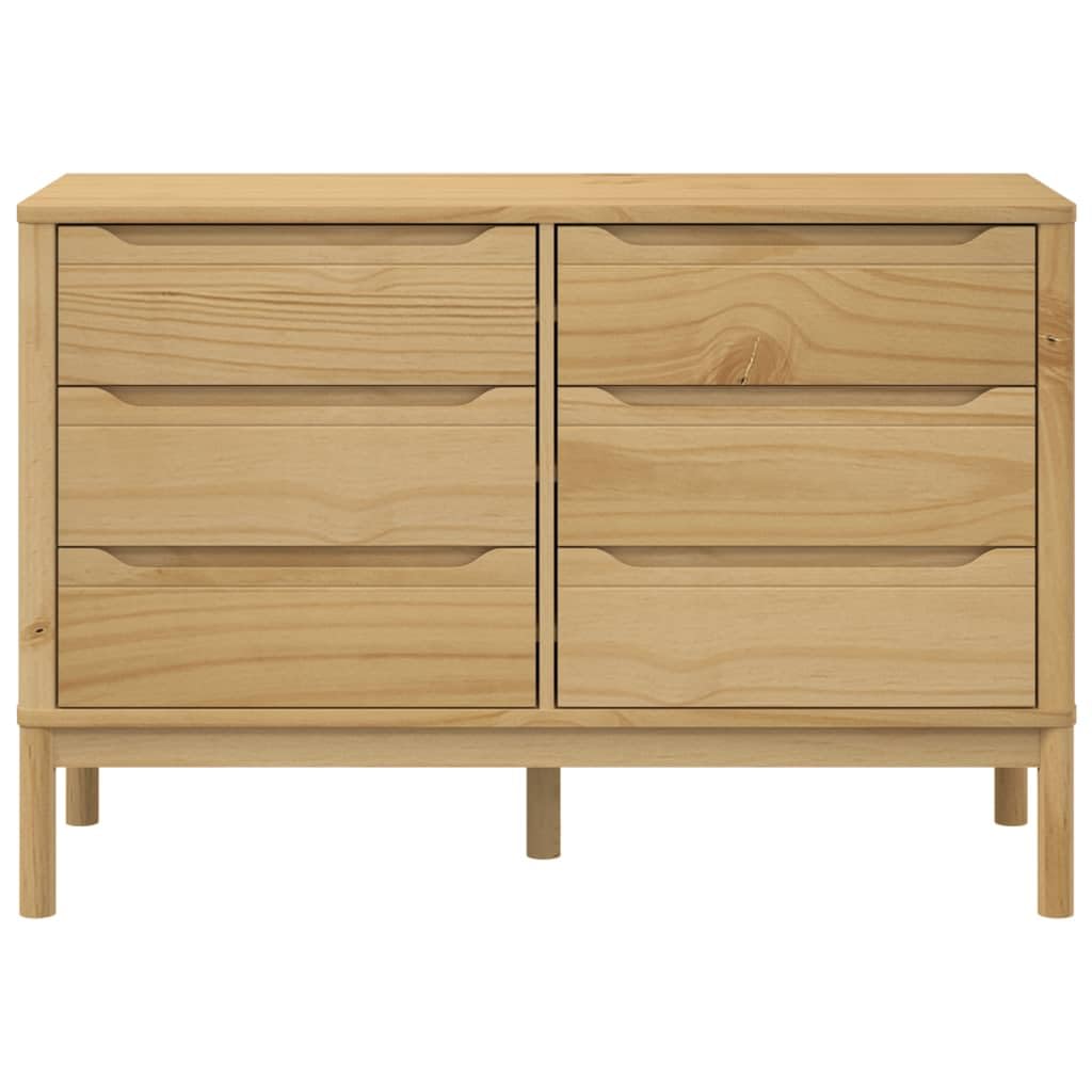 vidaXL Cómoda cajonera Floro Madera Maciza de Pino marrón Cera, cajonera, Mueble de Almacenamiento, Mueble aparador, cajoneras, archivador