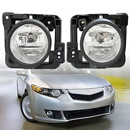 Fog Light Assembly for Acura TSX 2009 2010 , Left Driver and Right Passenger Side Front Bumper LED Fog Bulbs, Replace 33900TL0A01/ 33950TL0A01/ 04390-TL0-306/ 04395-TL0-306/ AC2593109