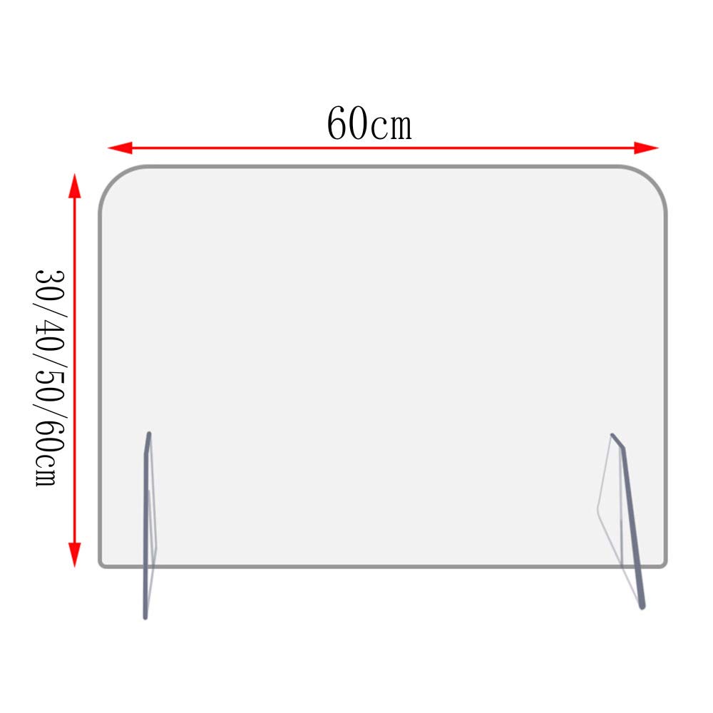 Pantalla protectora de plexiglás para cafeterías y tiendas minoristas, 60 x 50 cm, ideal para cajeros y recepcionistas, barrera de película C
