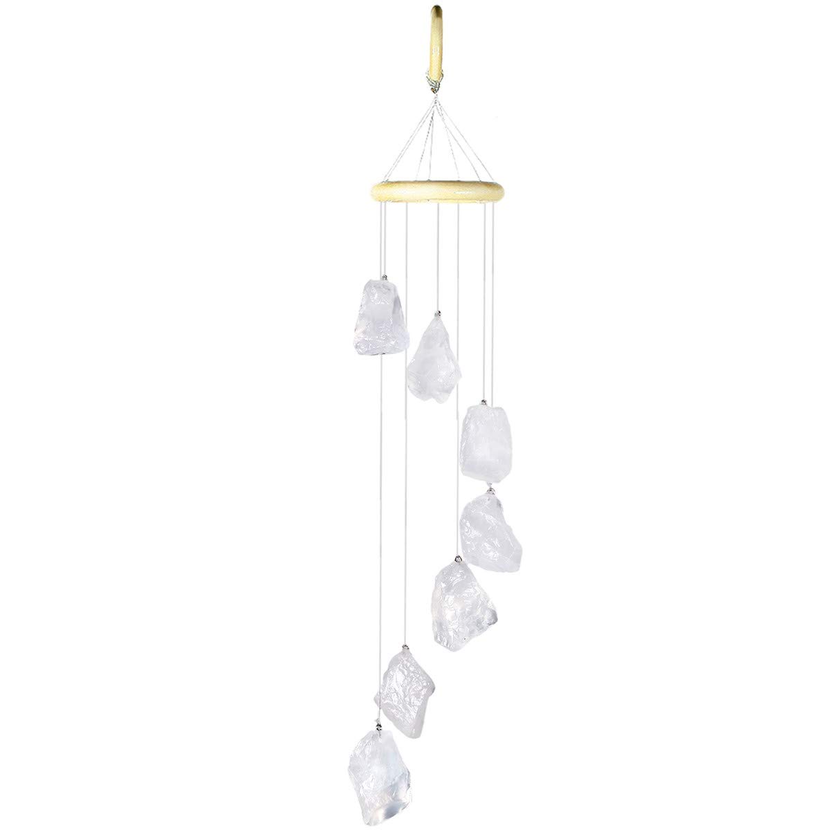 mookaitedecor Cristal de Roche Carillon à Vent en Pierre Brute Cristal Naturelle Décoration Maison Jardin Extérieur