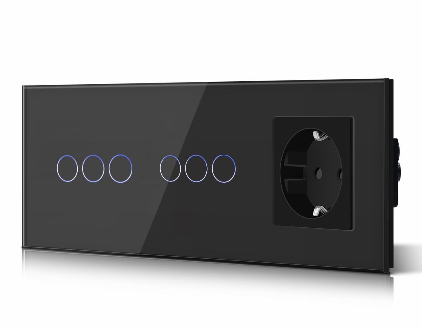 BSEED Interruptor táctil y enchufe pared,Toma de corriente con USB C,Panel de Vidrio con pulsador LED,Sin Función Wifi,1 Gang 1 Vía+1 Enchufe USB/Tipo C,157mm Negro — view 40