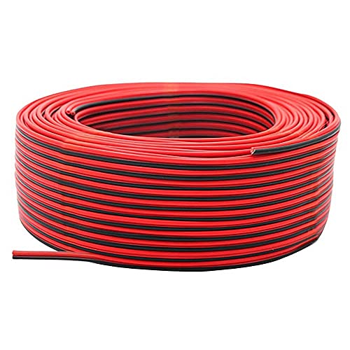 HuddyFee 2�s���̃��C���[ 100M 22AWG 12V/24V�����R�[�h �ԐF�ƃu���b�N 2���Q������b�L����LED���C�g�o�[�d���R�[�h