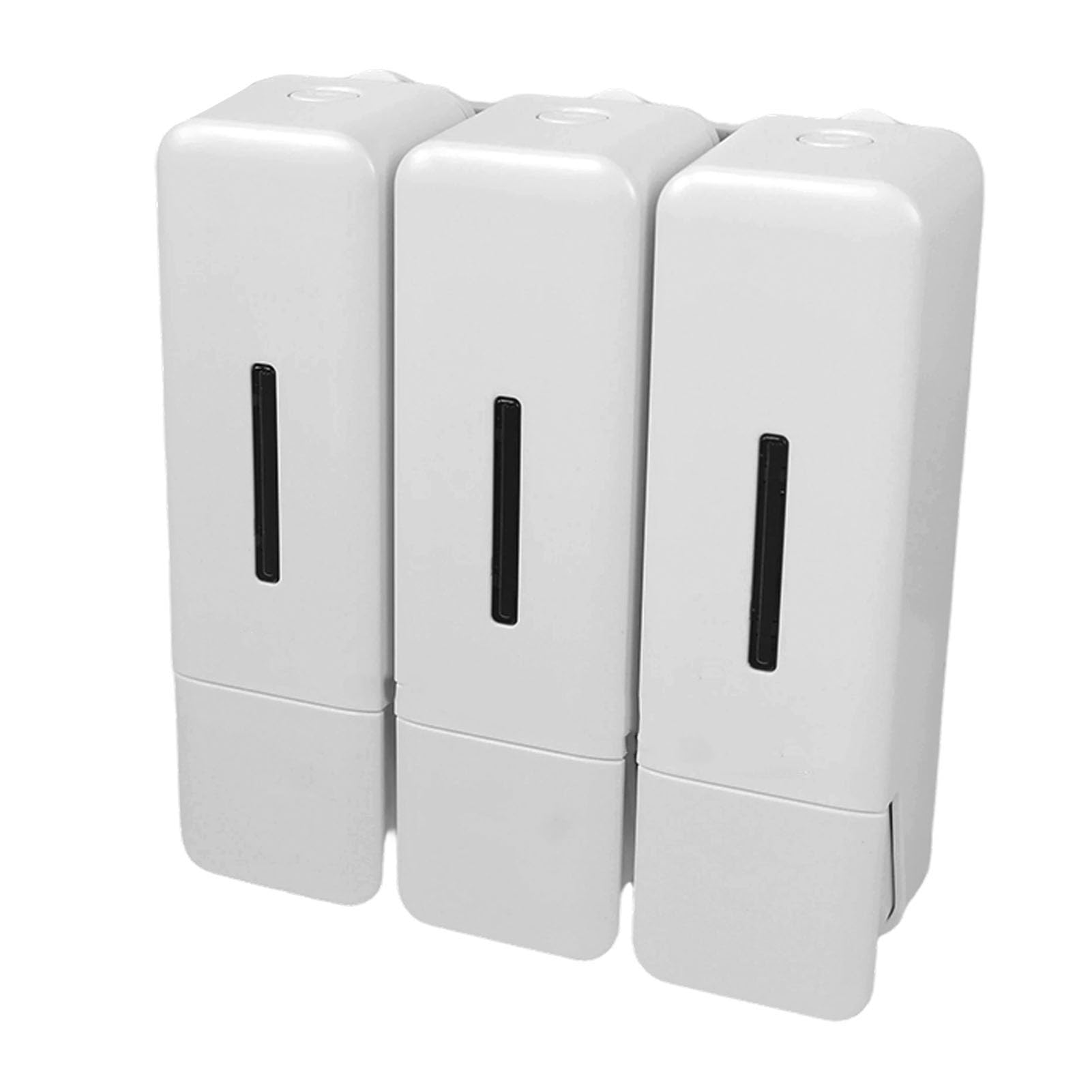 Dispenser di Sapone Manuale Design a Tenuta Stagna a 3 Camere per Doccia, Bagno, Dispenser di Liquidi da 250 Ml (Bianca)