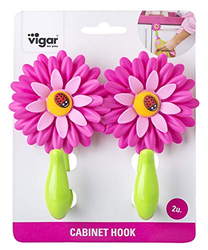 VIGAR Flower Power deurhaken badkamer 2 stuks, kunststof, roze, 8x5x12,5 cm, 2 - Image 5