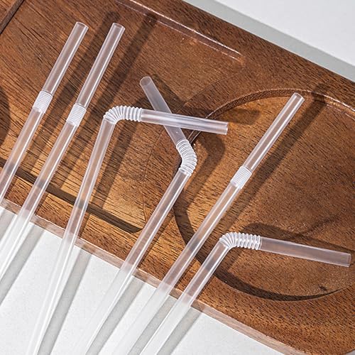 100 pitillos plásticos transparentes flexibles 20 cm miniatura 7