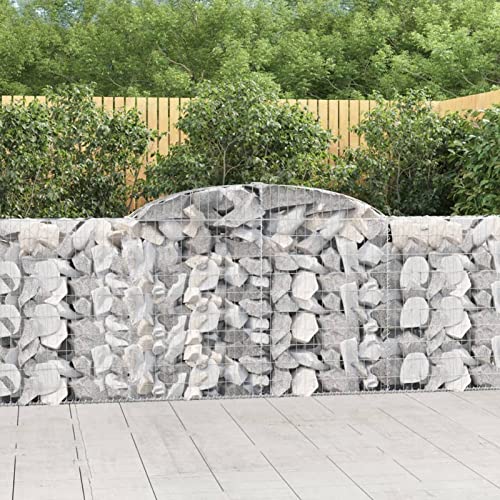 Homgoday Cestas de gaviones 17 uds Forma Arco Hierro 300x30x100/120 cm, Cesta Muro Gaviones, Gavión Jardinera Contenedor, Muro de Gaviones de Jardín, Vallado Cerca Patio