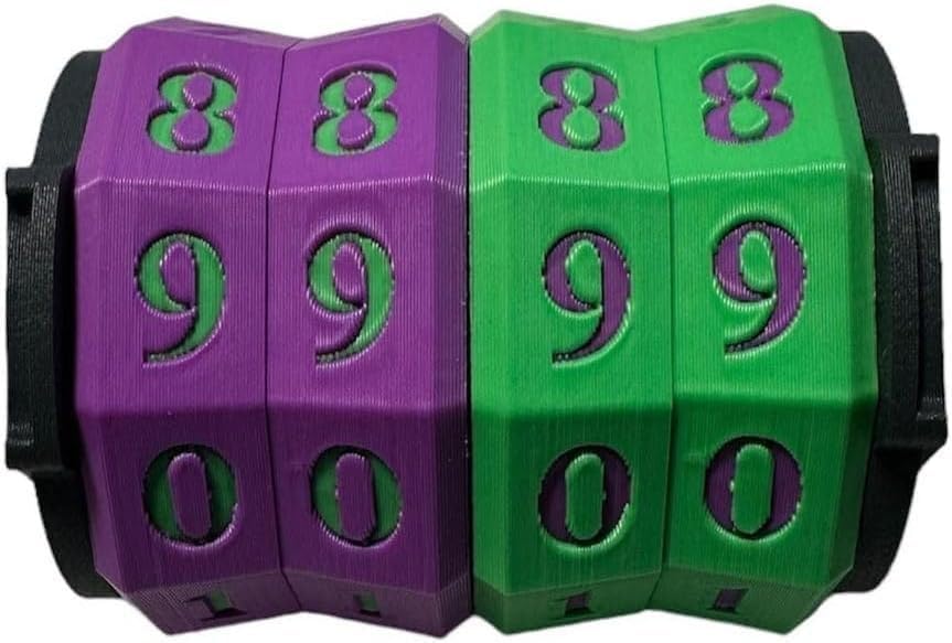 Large Spindown Counter for Tracking Counters, Tokens, and Life - MTG CCG Accessory (Purple Green Dual)