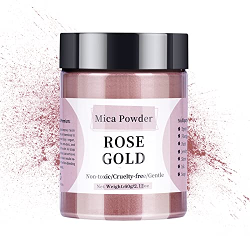 Rose Gold Mica Powder - 60g Mica Powder for Epoxy Resin - Pearl Pigment Powder Dye for Resin/Soap...