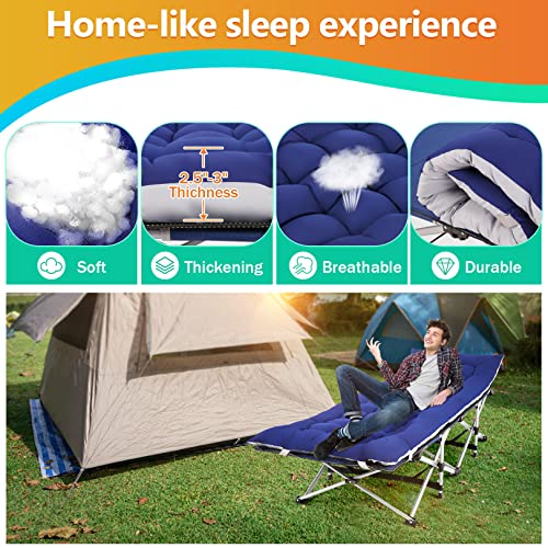 Image of Homdox Camping cot Folding Outdoor Camping Travel Cot and Cot Pad - Quality Lightweight Portable Heavy Duty Adult Travel Cot Double Layer Oxford Portable Travel Camp Cots for Camp /Office /Home