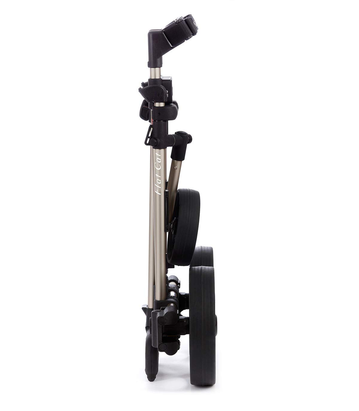 FLAT CAT Chariot de Golf 3 Roues Push ¤ Pliable sans Effort ¤ Léger pour Une Manipulation Facile et agréable ¤ Adaptable pour Homme, pour Femme ou pour Enfant à partir de 140 cm ¤ Couleur Champagne
