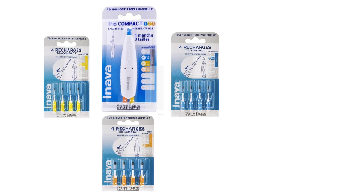 Inava Brossettes Interdentaires – Kit Complet + 3 Recharges (12 Brossettes) – Nettoyage Interdentaire Précis – Hygiène Bucco-Dentaire