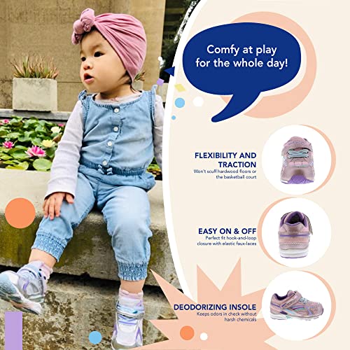 Tsukihoshi 3537 Glitz Strap-Closure Machine-Washable Baby Sneaker Shoe With Wide Toe Box And Slip-Resistant, Non-Marking Outsole, Rose/Lavender - 6.5 Toddler (1-4 Years) #TOP5
