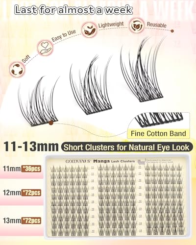 Image of Natural Lash Clusters Wispy Manga Eyelash Clusters Fairy Lash Extension C Curl Cluster Eyelashes Extensions 180pcs