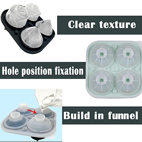 Rose Ice Cube Mold, Ice Cube Trays With Covers, Easy Release Silicone Ice Ball Maker For Chilling Cocktails, Whiskey, Bourbon & Homemade Juice (2 Rose Mold + 2 Diamond Mold) #TOP1