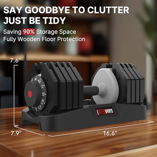 EnterSports 22LBS/26.5LBS/40LBS/44LBS/60LBS Adjustable Dumbbell Set Quick Adjustment Space-saving Dumbbells with Non-Slip Handle Adjustable Weight, Convertible Dumbbell Weights Suitable for Women Men Home Office Gym Body Strength Training (60lbs Pair) by EnterSports - Image 7