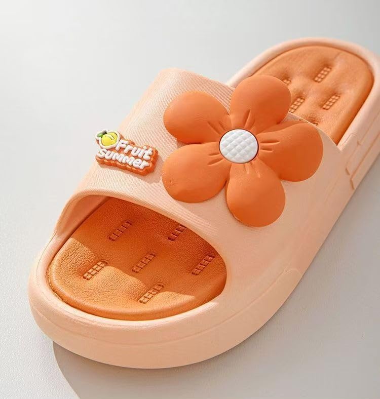 Cute Flowers Slipper for Women Soft Non-Slip Home Bathroom Cloud Slides Sandals Casual Open Toe Slippers for Indoor Outdoor3
