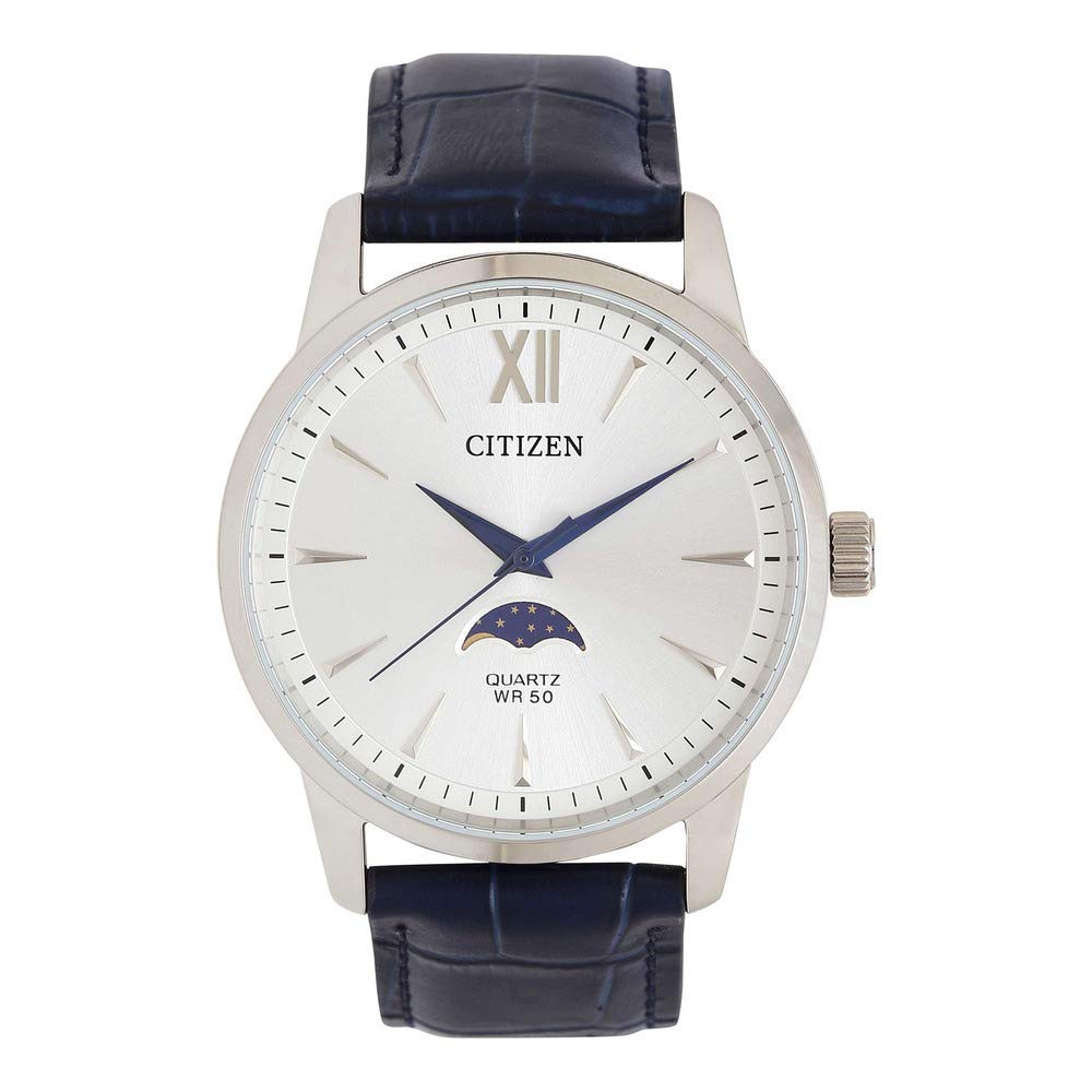 Amazon.co.jp: CITIZEN メンズ レザークォーツ アナログ ブルー
