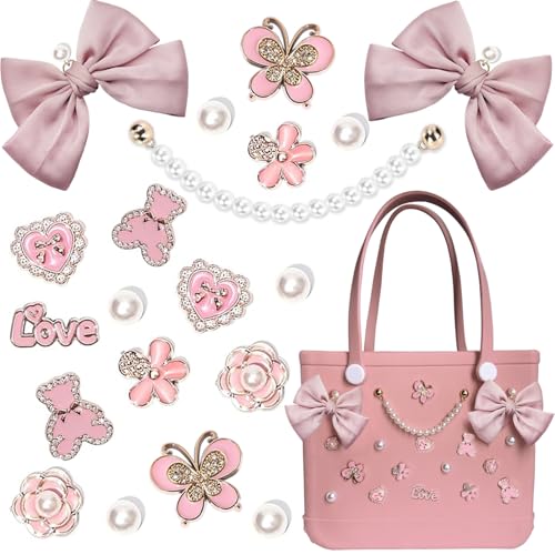 Image of Charms for Bogg Bag,Pearls,Butterfly Flowers and Chain for Bogg Bag Accessories Charms(20 pcs)