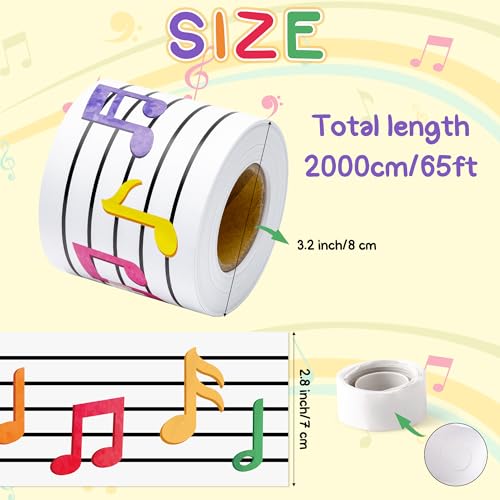 Image of BeYumi Musical Notes Border Trim - 65ft Back to School Musical Notes Straight Rolled Border Trim Pastel Watercolor Bulletin Board Borders Music Themed School Classroom Office Chalkboard Party Decor