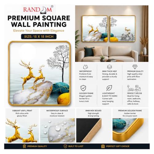 Image of RANDOM Premium Square Wall Painting Set of 2, 38 x 38 cm