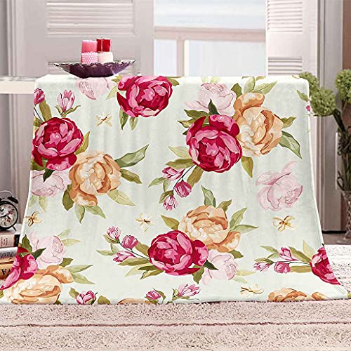 Couverture flanelle fleurs rouges douce pour lit et canapé - 2