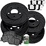 PowerSport Front Rear Brakes and Rotors Kit |Front Rear Brake Pads| Brake Rotors and Pads| Ceramic Brake Pads and Rotors |fits 2012-2018 Audi A6, A6 Quattro, A7, A8 Quattro