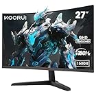 KOORUI 27 Inch Gaming Monitor, QHD 1440P Curved Monitors 180Hz VA 1ms 1500R PC Screen with Adaptive Sync, HDMI/DP, VESA Compatible, Tilt Adjustable, Eye Care